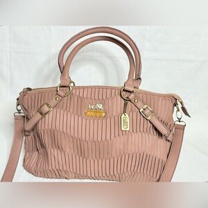 COACH Madison Gathered 2-Way Womens Tote Leather Handbag Blush Pink Crossbody